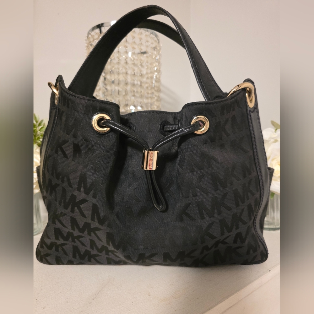 Michael Kors Black Drawstring Tote Bag